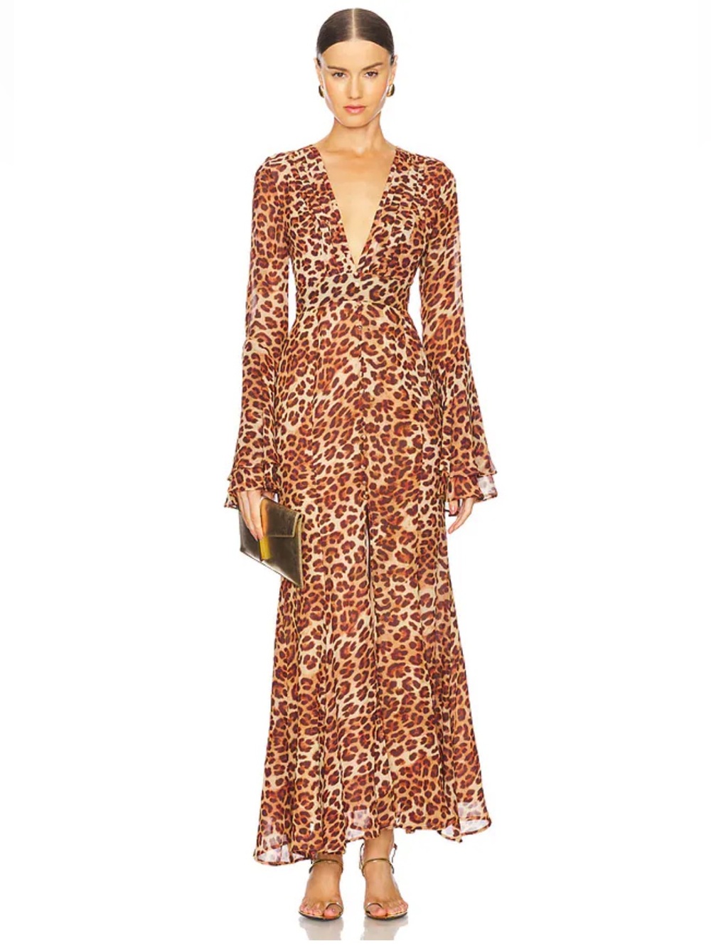 Runaway The Label Sari Maxi Dress Leopard Print Size Small New With Tags